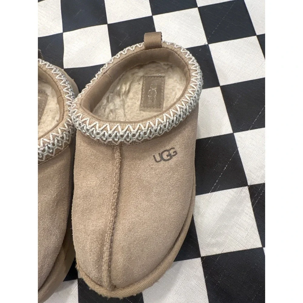 UGG Kids Tasman Suede Slippers Chestnut Tan Slip On Shoes Size 13